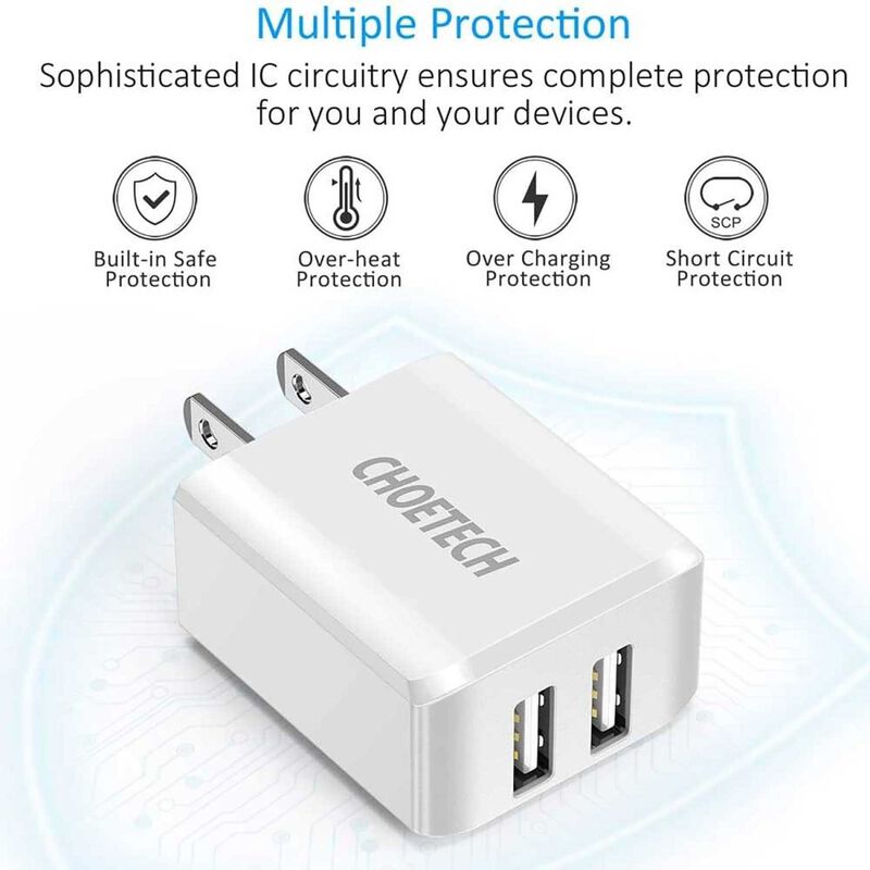 Cargador Ac Choetech 2 X Usb-a 2amp Universal (... image number null