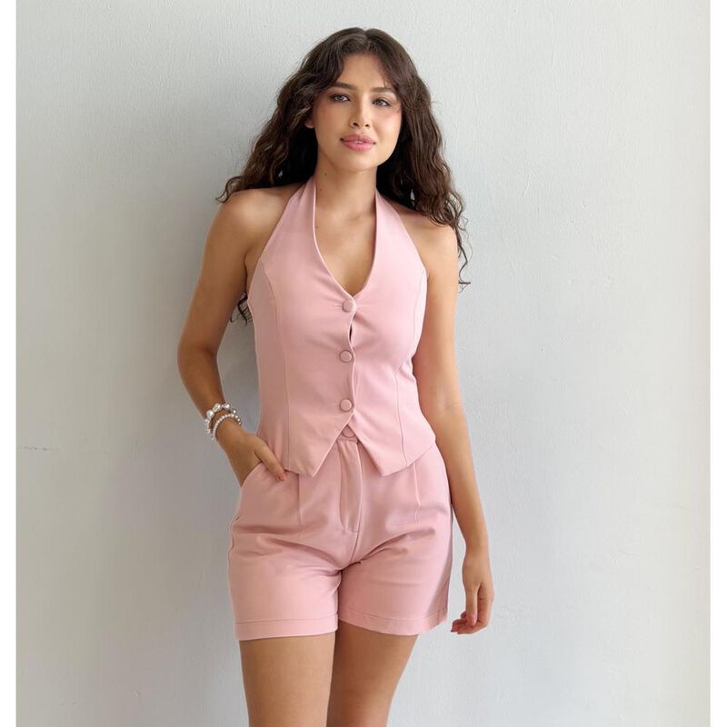 Conjunto De Short Con Chaleco Sin Espalda image number null