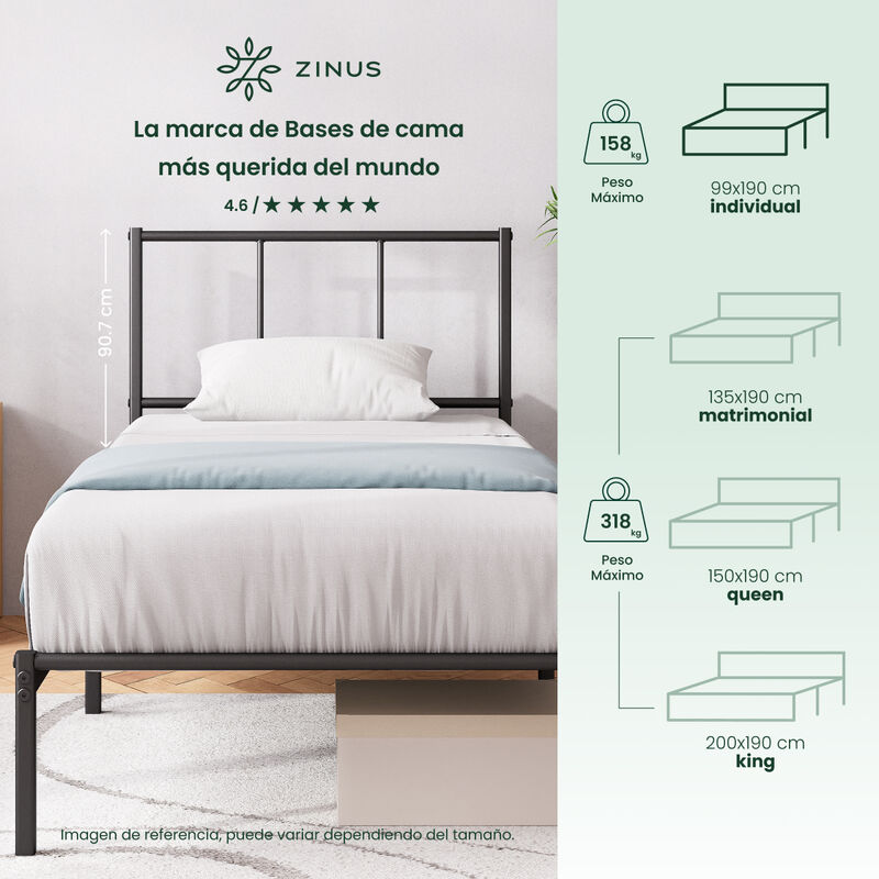 Zinus Florence | Base De Cama Con Cabecera Met&aacute;... image number null