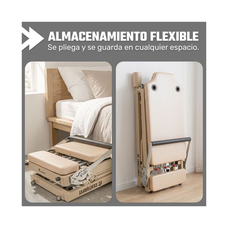 Cama Pilates Reformer Color Beige Yoga Plegable... image number null