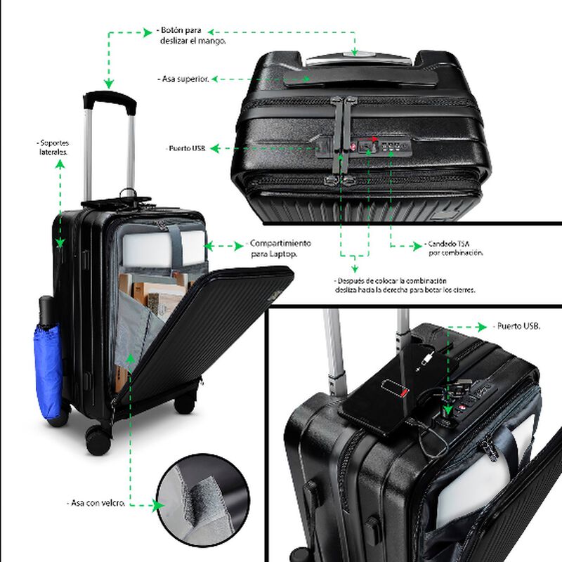 Maleta De Viaje 10 Kg Usb Equipaje De Mano image number null