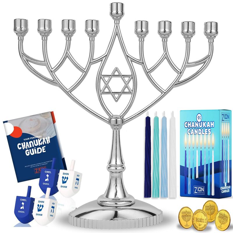 Kit De Menor&aacute; De Januc&aacute; Zion Judaica Con 9 Meno... image number null