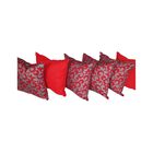 Set 6 Cojines Decorativos 4 Decorados 2 Lisos Rojos Garigoleado Gris