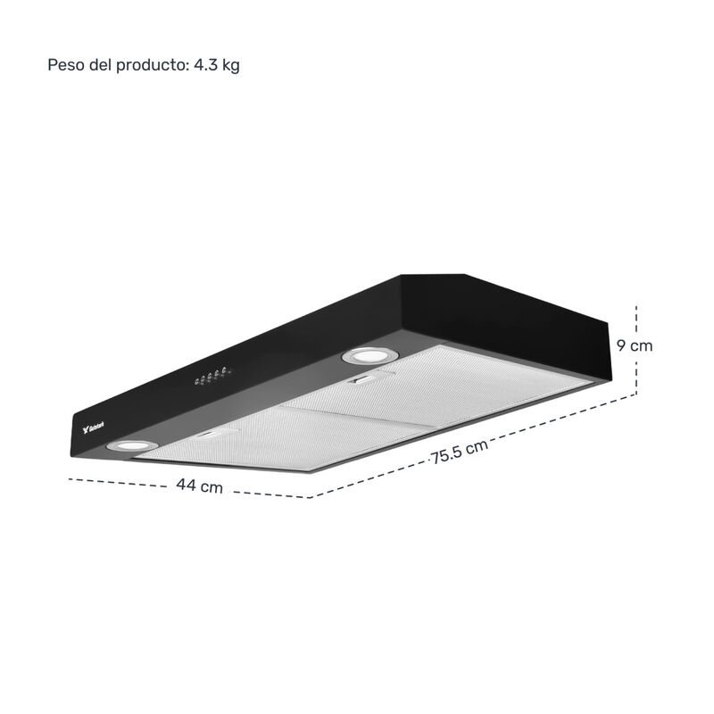 Campana Extractora Negra Cocina 76 Cm Gabinete ... image number null