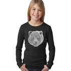 Camiseta De Manga Larga Word Art Para Ni&ntilde;a - Cara de Oso - Negro
