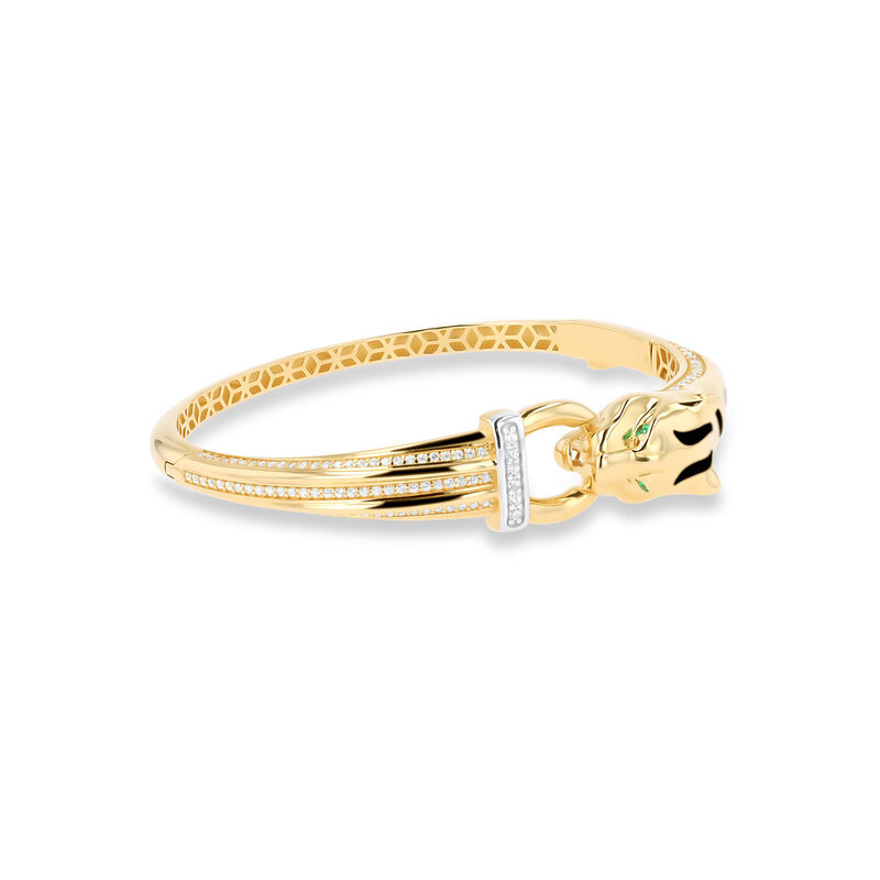 Pulsera De Jaguar De Oro Amarillo Con Blanco 14... image number null