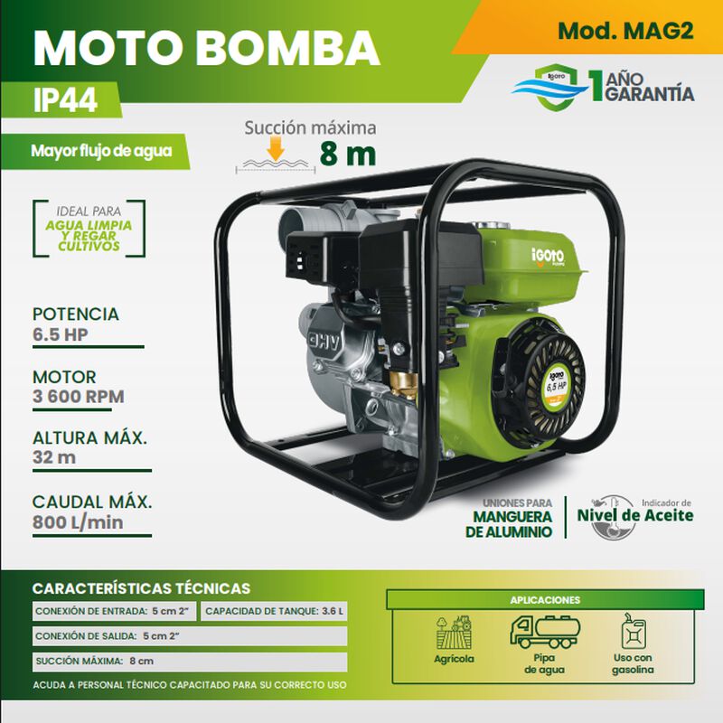 Motobomba De Gasolina 2" 6.5 Hp Mag-02 image number null