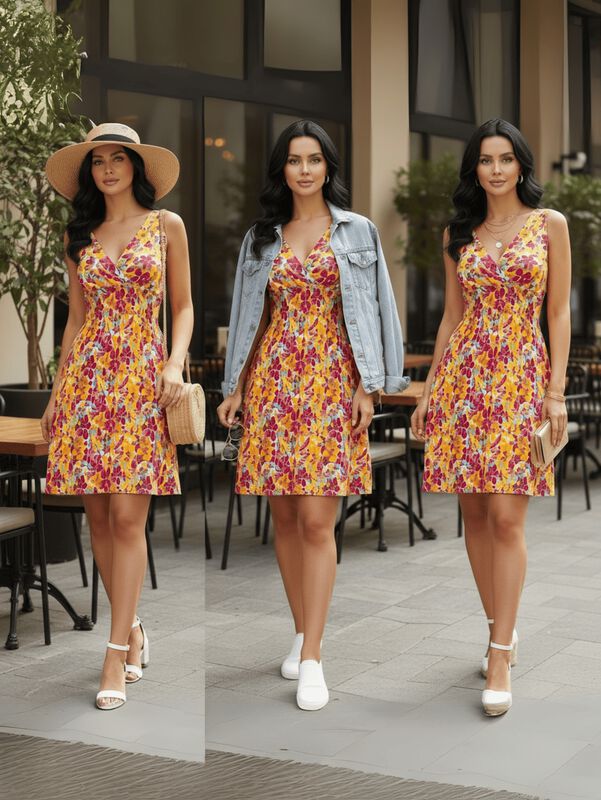 Vestidos Casuales Mujer Vestido Corto Midi VES-... image number null