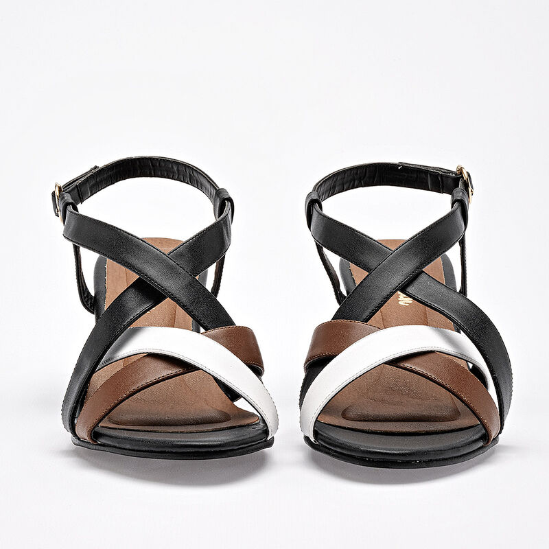 D'Cristian sandalia cu&ntilde;a para mujer negro blanc... image number null