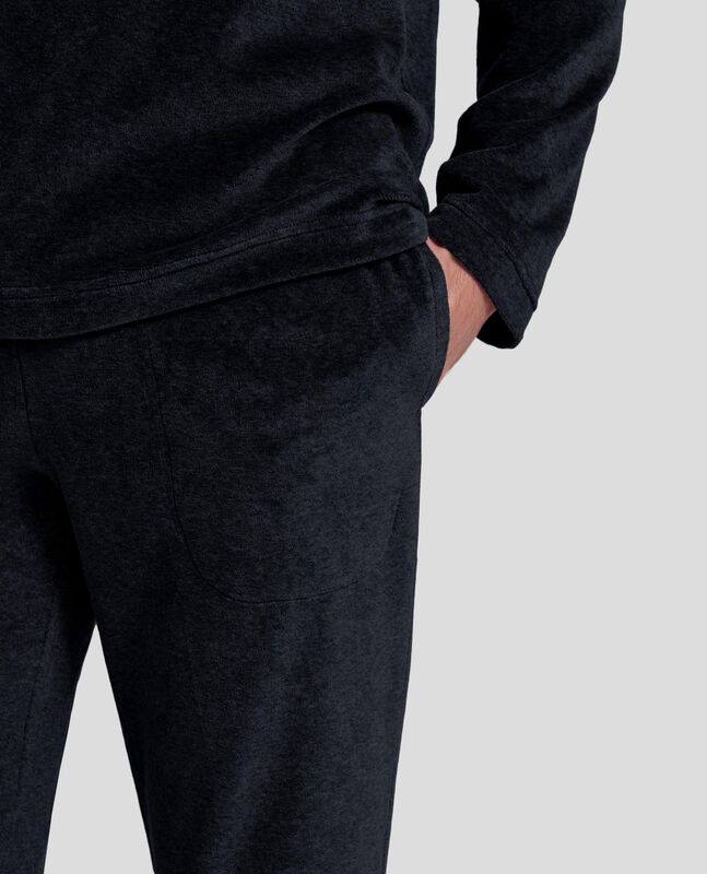 Pijama de Terciopelo Liso Azul Marino image number null