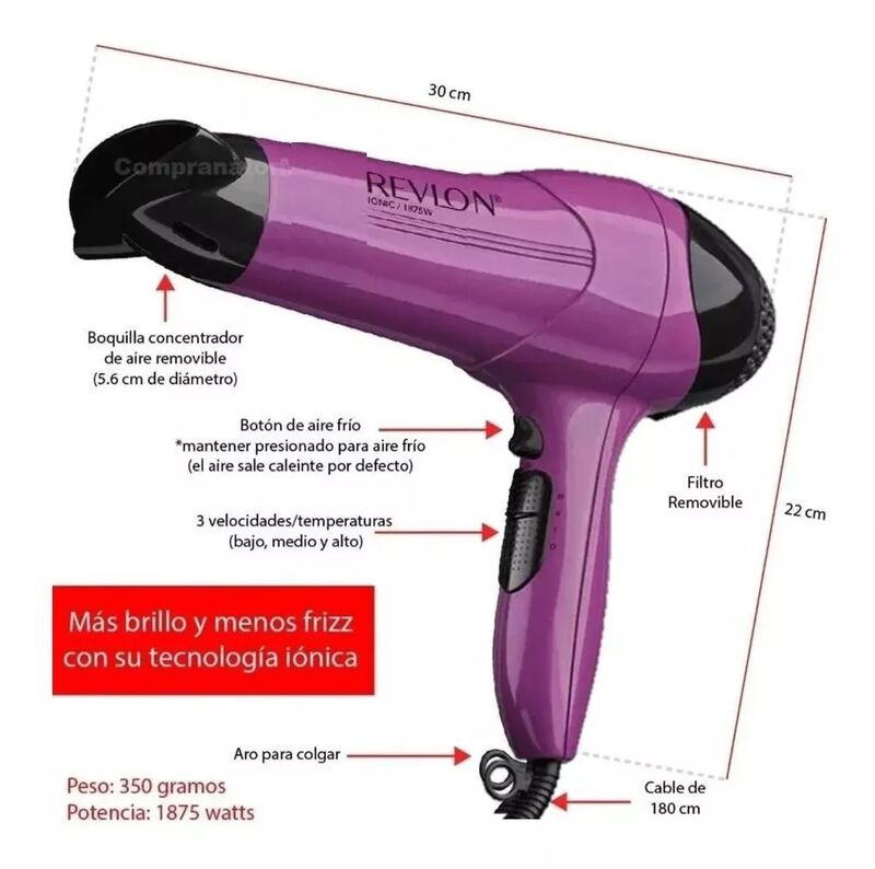 Secadora de Cabello Revlon Control De Frizz + I... image number null