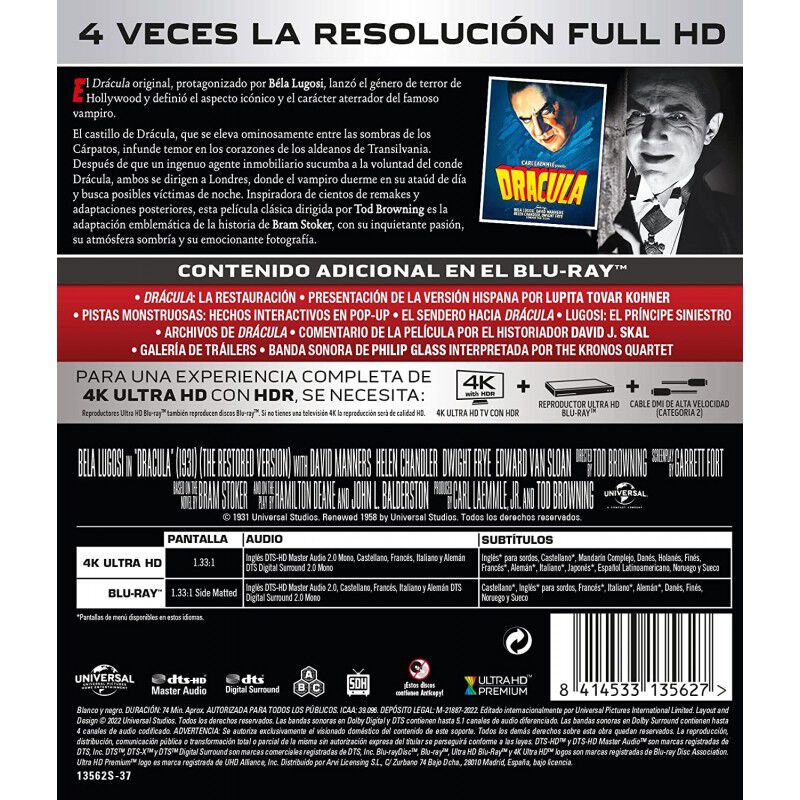Dr&aacute;cula (4K UHD + Blu-ray) [Blu-ray] image number null
