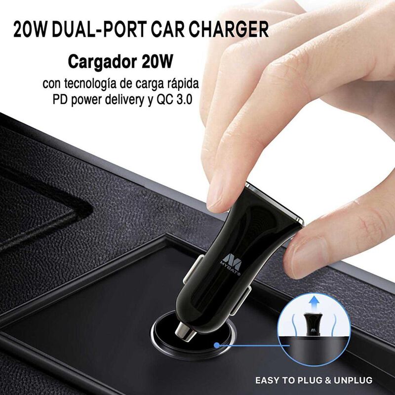 Cargador Auto Mybat Plug In 20w Dual Usb-c Usb-... image number null