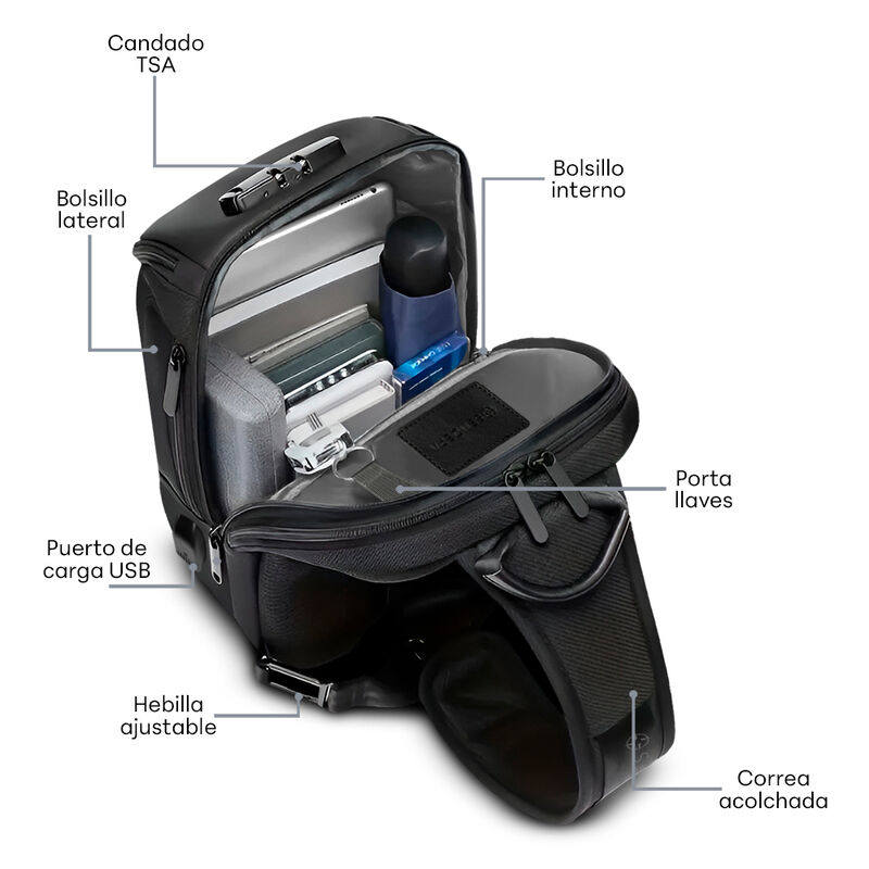 Mochila Crossbody Antirrobo Bandolera Mariconer... image number null