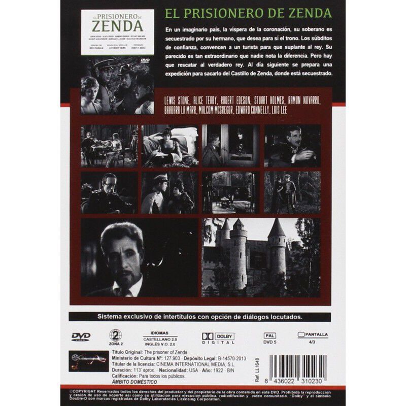 El Prisionero De Zenda [dvd] (1922) The Prisone... image number null
