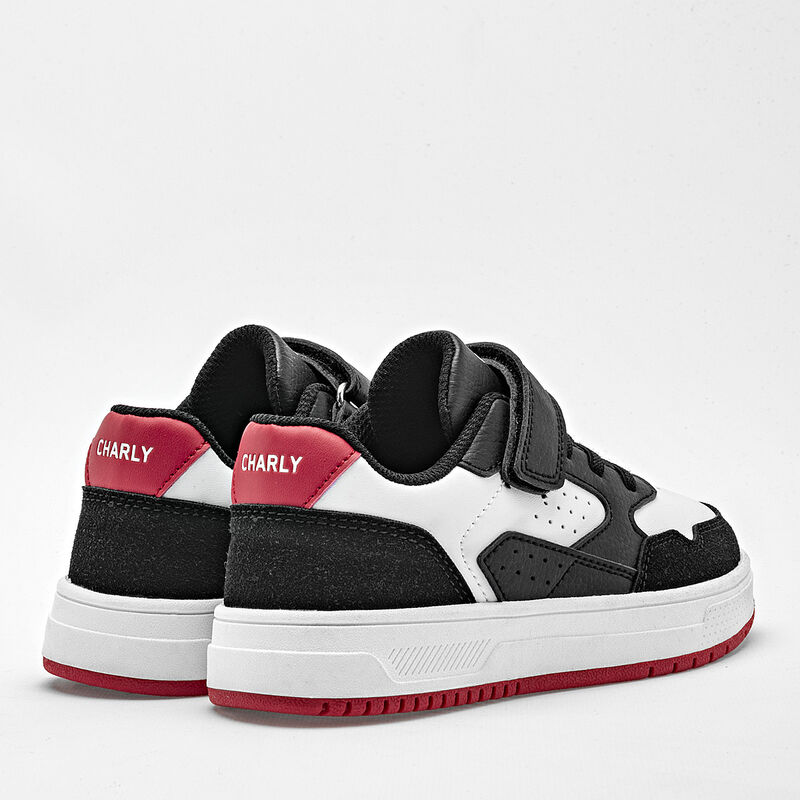 Charly Tenis urbano para ni&ntilde;o negro blanco, agu... image number null