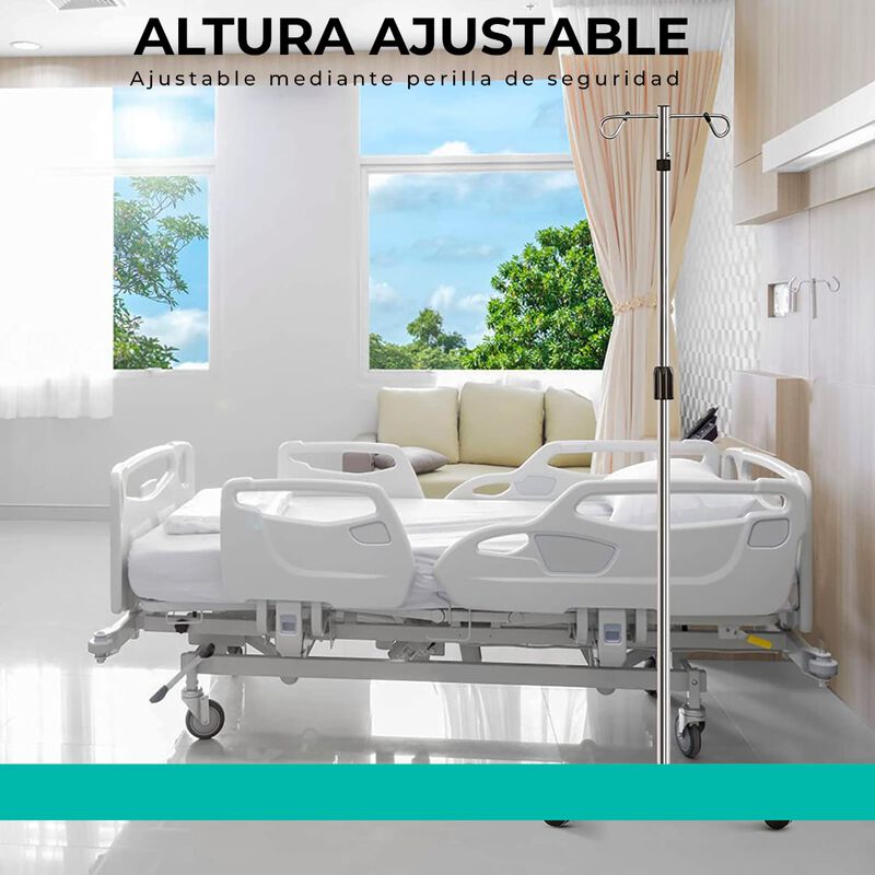 Porta Sueros Altura Ajustable (2 Ganchos, 5 Pat... image number null