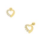 Broqueles De Oro Amarillo 14k Con Zirconias De Corazon