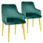 Set 2 Sillas Sillones Comedor Modernos Terciopelo Elegantes Verde