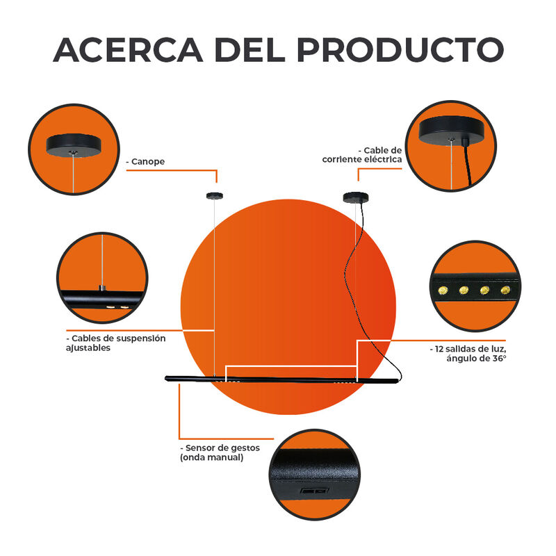 L&aacute;mpara Lineal LED 1.20 m, 12.5 W, Luz C&aacute;lida B... image number null