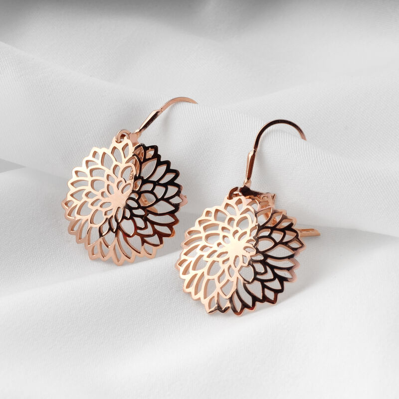 Aretes largos Dalia de plata con ba&ntilde;o de oro ro... image number null