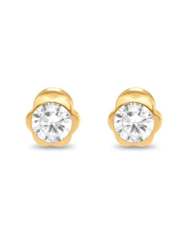 Broqueles De Flor En Oro Amarillo 14k Con Zirco... image number null