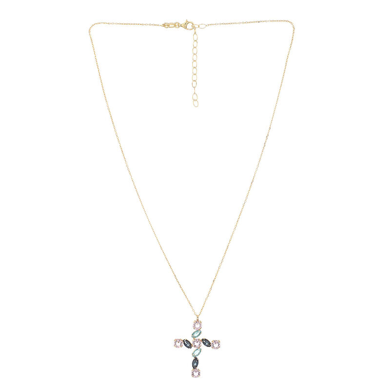 Gargantilla De Cruz Con Cadena De Plata Dorada ... image number null