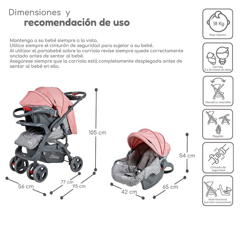 Carriola con Autoasiento Reversible Elite D'Beb... image number null