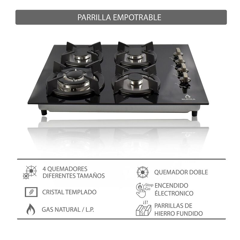 Parrilla Supra 4q-ec-n A Gas De 4 Quemadores Pa... image number null
