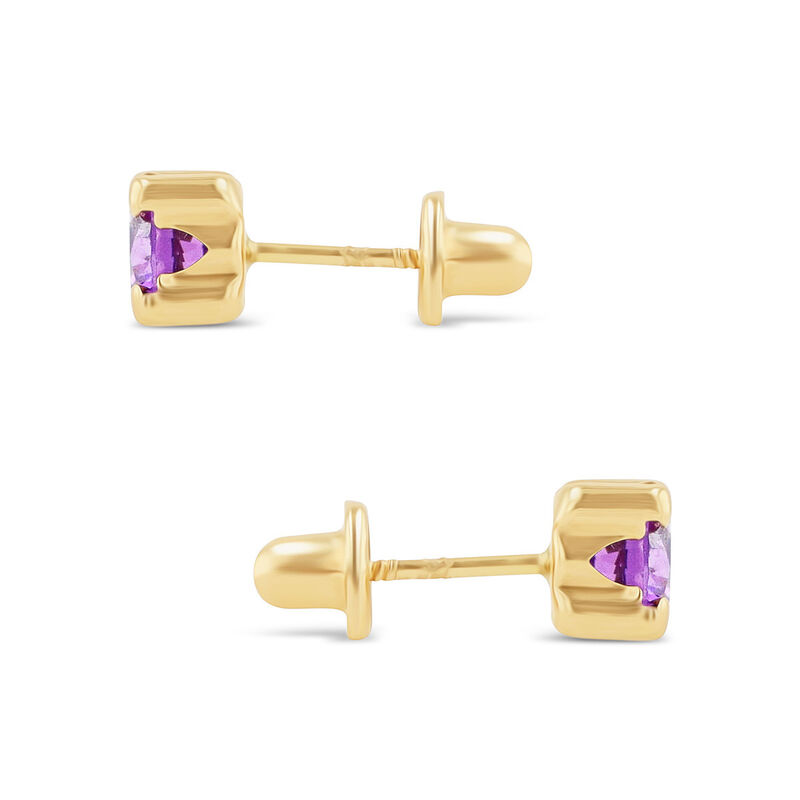 Broqueles De Oro Amarillo 14k Con Amatista (5 M... image number null
