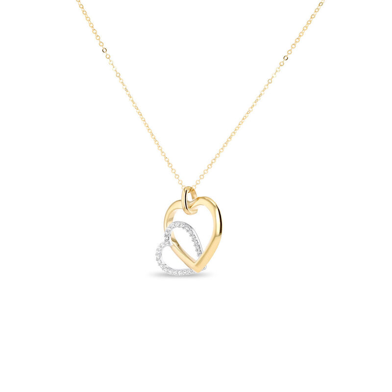 Dije Coraz&oacute;n Bicolor 10k Con Zirconias + Cadena... image number null