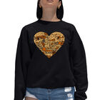Sudadera De Cuello Redondo Word Art Para Mujer - Coraz&oacute;n de Acci&oacute;n de Gracias - Negro