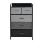 Cajonera con 5 Cajones, 4 Niveles y 1 Repisa para Recamara Negro Bluelander