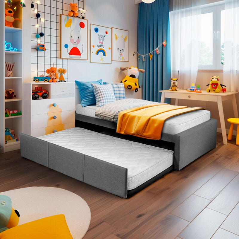 Cama Doble, Bajo Cama Individual Gris image number null