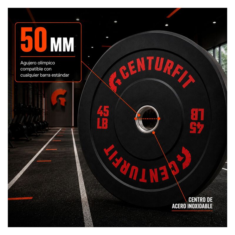 Par Disco Bumper Olimpico 45 Lb Centro Acero Ca... image number null