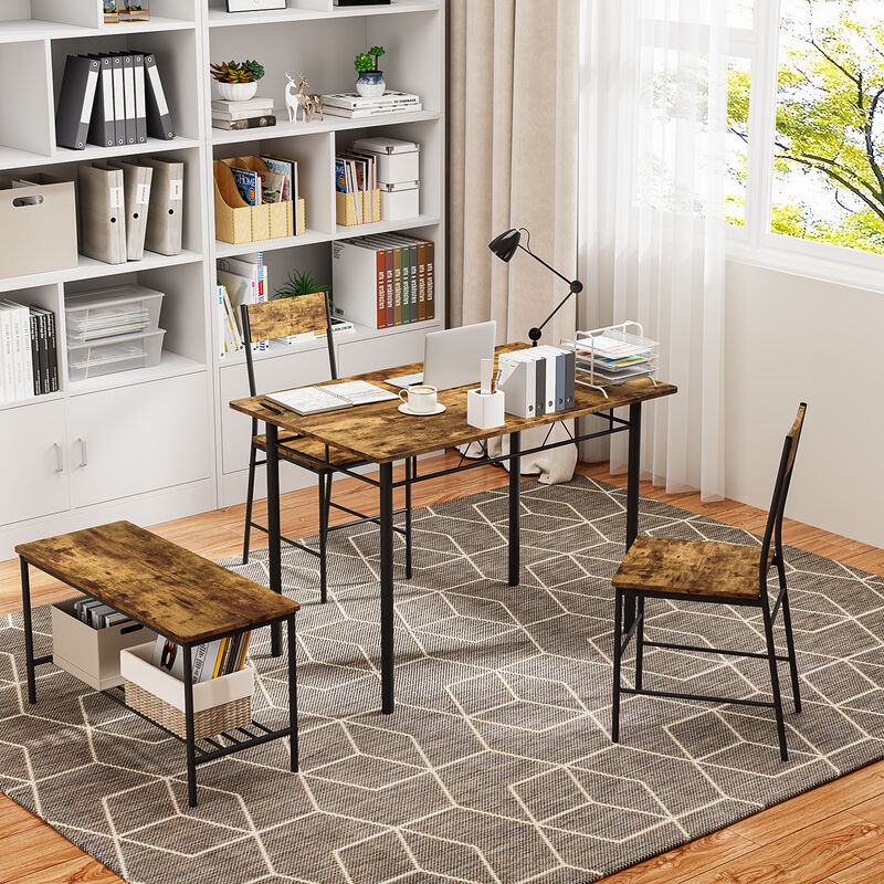 Juego De Comedor 4 Piezas Mesa Y Banco Estilo I... image number null