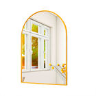 Espejo Curvo con Marco de Aluminio de 3 cm, Incluye Kit de Instalación (Dorado) Bluelander