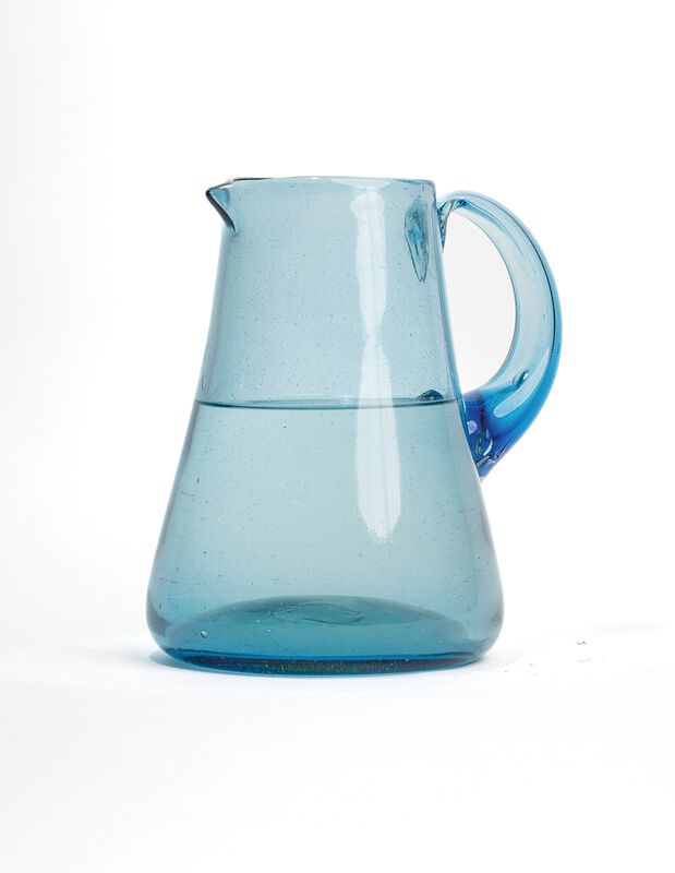 Jarra de Agua de Vidrio Soplado Azul Mediterr&aacute;n... image number null