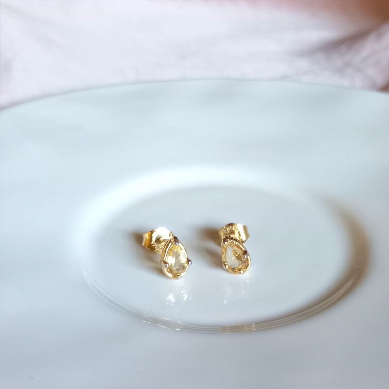 Broqueles Citrina De Plata Con Ba&ntilde;o De Oro image number null