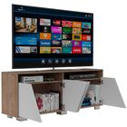 Mesa Para Tv Orus, Miel Y Blanco, Con Espacio Para Televisor De 70 Pulgadas Virtual Muebles