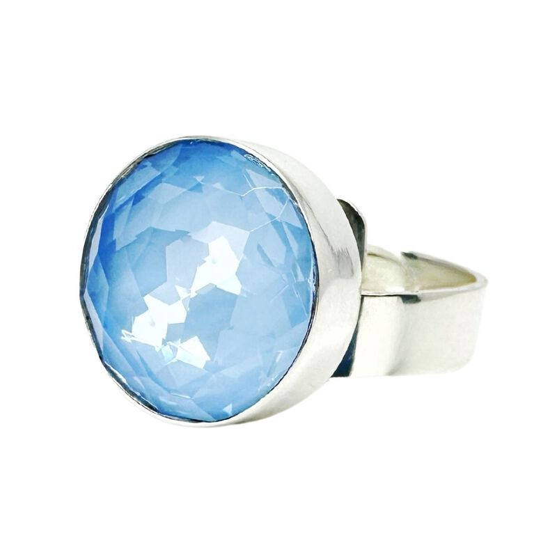 Anillo ajustable Roun stone sky ignite con plat... image number null