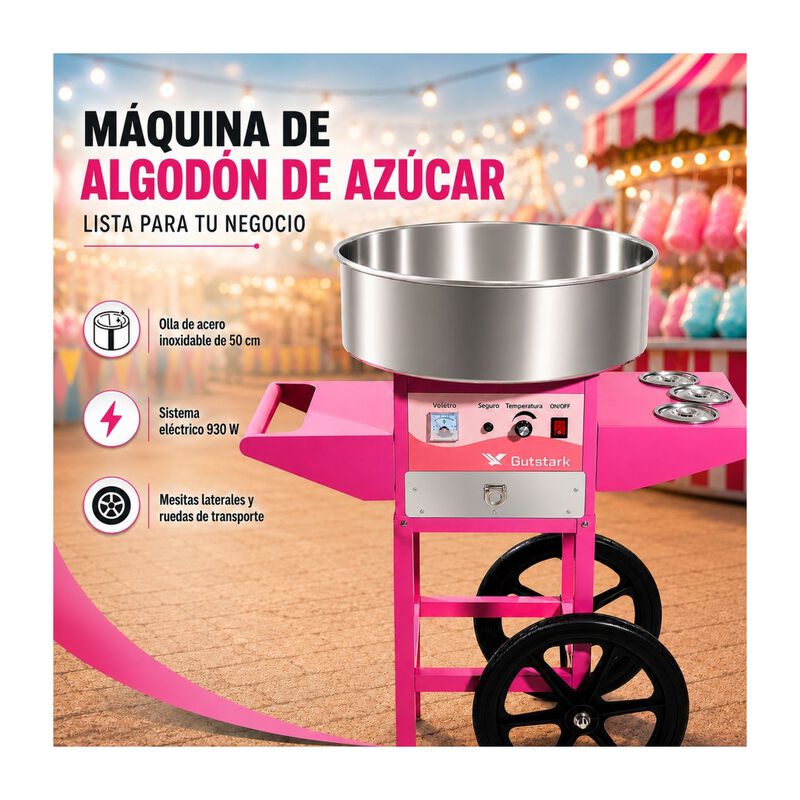 M&aacute;quina para Algod&oacute;n de Az&uacute;car Comercial Ruedas... image number null