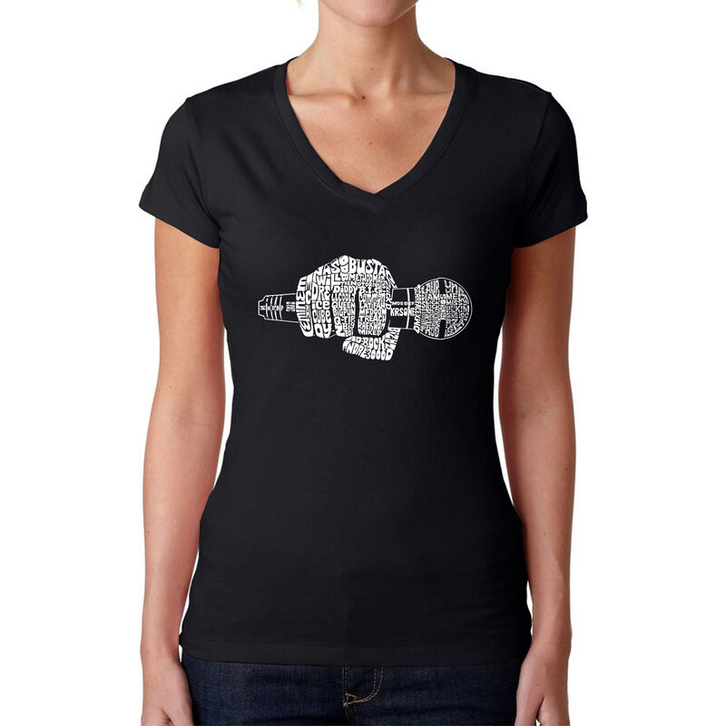 Camiseta De Cuello En V Word Art Para Mujer - R... image number null