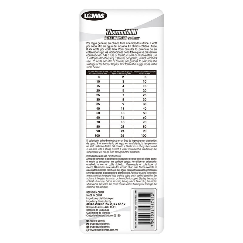 Lomas Thermo-Mini Calentador Fijo para Acuarios... image number null