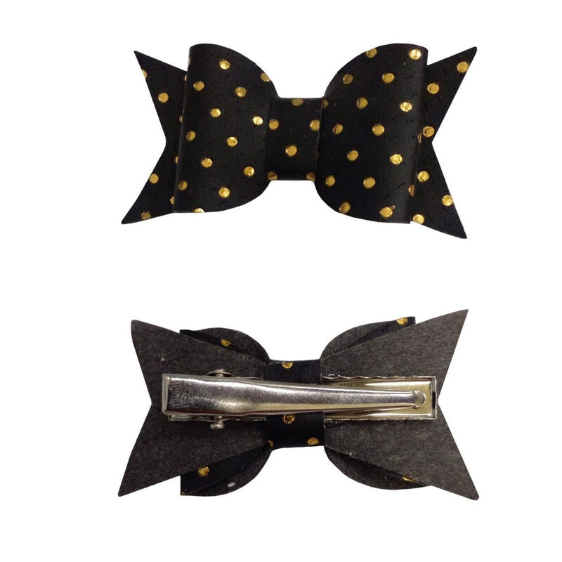 Mini Mo&ntilde;os Para Cabello Negro Puntos Dorados image number null