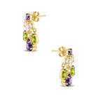 Aretes Plata Dorada 925 Con Piedras De Color