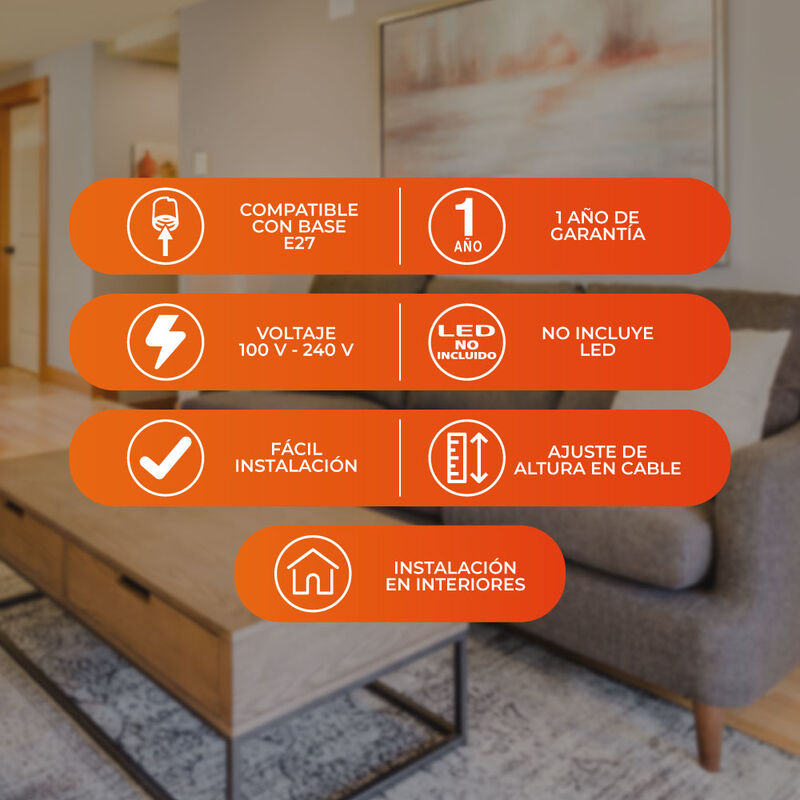 L&aacute;mpara Colgante Lamina De Acero Satinado 20w 1... image number null