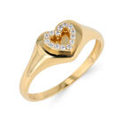 Anillo De Oro Amarillo 14k En Forma De Coraz&oacute;n Con Zirconias