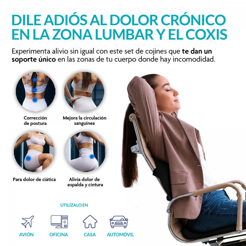 Set de Almohada Lumbar y Cojín Para Coxis image number null
