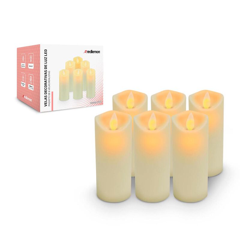 Paquete de 6 Velas LED Largas de Flama Realista... image number null